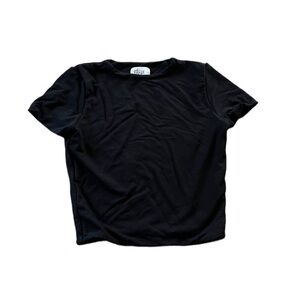 Oh Polly Womens Black Crop Top Crew Neck Size 2 Super Soft